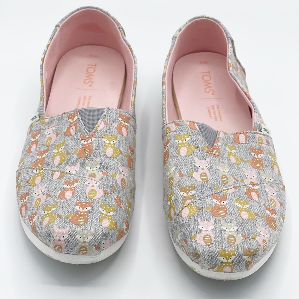 Toms Flat Shoes Alpargata Chambray Denim Woodland Fox Print Cloudbound